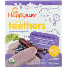 Load image into Gallery viewer, HAPPY BABY: Gentle Teething Wafers Blueberry &amp; Purple Carrot Org 1.7 oz
