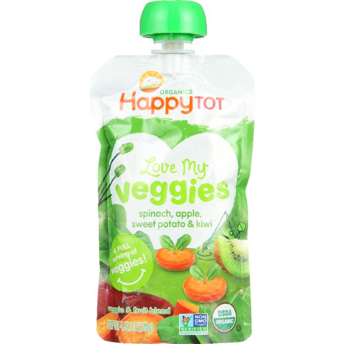 HAPPY TOT: Veggies Spinach Apple Sweet Potato Kiwi Organic, 4.22 oz