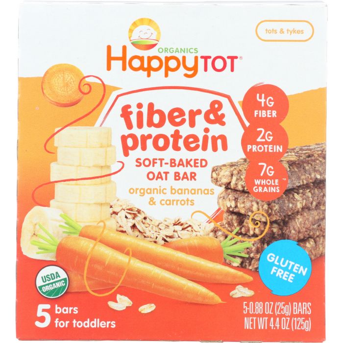 HAPPY TOT: Bar Oat Banana Carrots Organic, 4.4 oz