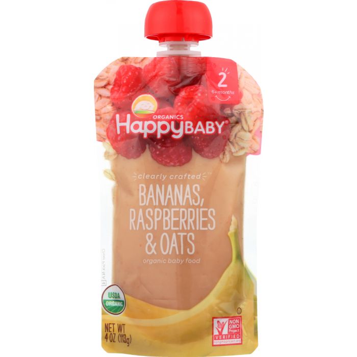 HAPPY BABY: S2 Banana Raspberry Oats Organic, 4 oz