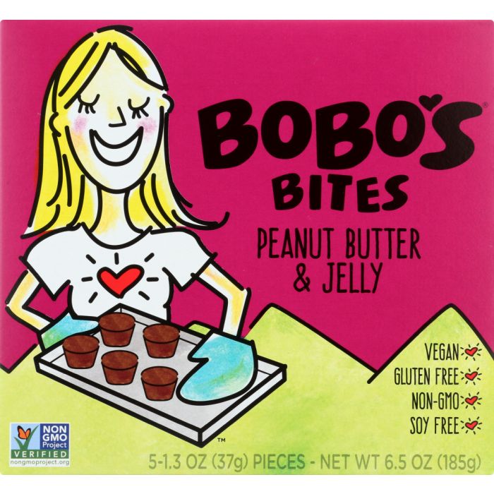 BOBOS OAT BARS: Bobo's Bites Peanut Butter and Jelly 5 Bars, 6.5 oz