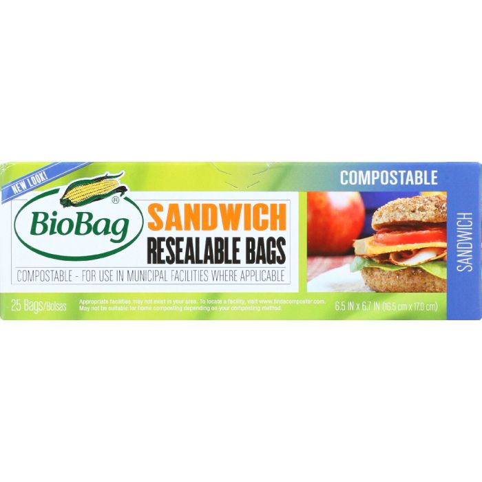 BIOBAG: Resealable Sandwich Bags, 25 bg