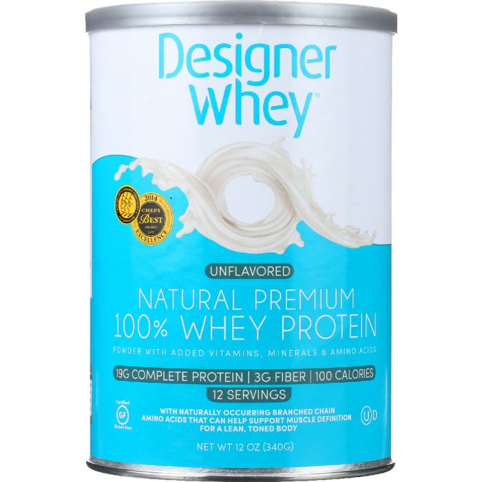 DESIGNER PROTEIN WHEY: 100% Premium Purely Unflavored, 12 oz