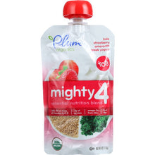 Load image into Gallery viewer, PLUM ORGANICS: Mighty 4 Essential Nutrition Blend Kale Strawberry Amaranth Greek Yogurt, 4 oz
