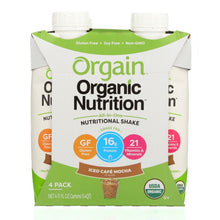 Load image into Gallery viewer, ORGAIN: Organic Iced Cafe Mocha Nutritional Shake 4 count (11 oz each), 44 oz
