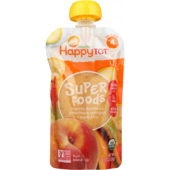 HAPPY TOT: Superfoods Banana Mango & Peach Organic, 4.22 oz