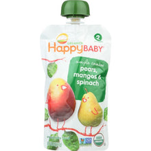 Load image into Gallery viewer, HAPPY BABY: Organic Baby Food Stage 2 Spinach Mangos &amp; Pears 6+ Months, 3.5 oz
