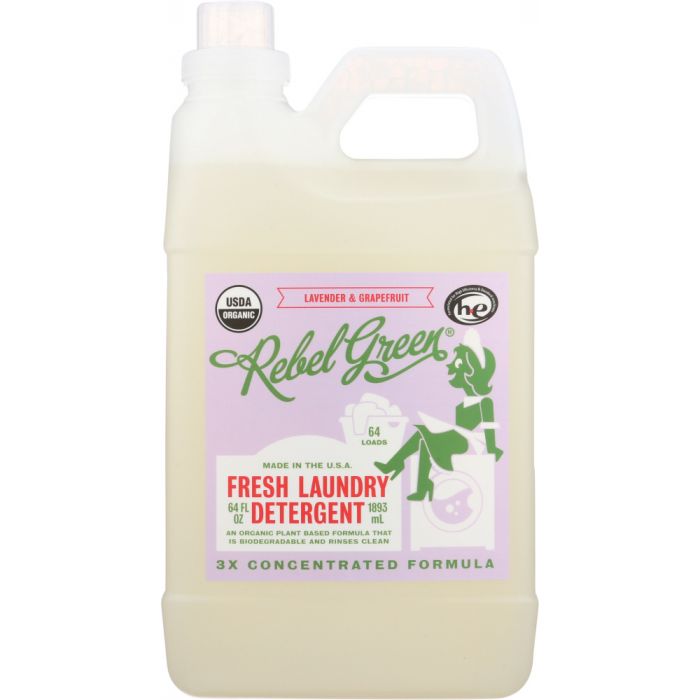 REBEL GREEN: Laundry Detergent Lavender Grapefruit, 64 oz