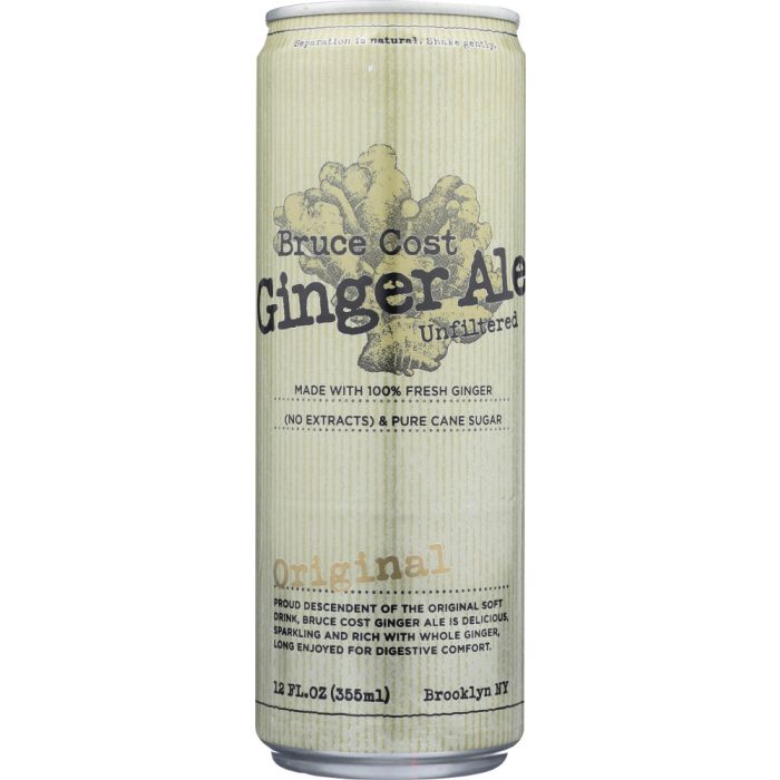 BRUCE COST GINGER ALE: Ginger Ale Unfiltered Original Can, 12 oz