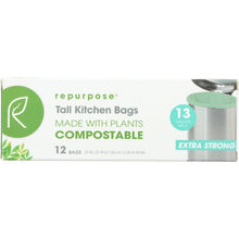 Load image into Gallery viewer, REPURPOSE: Compostable Extra Strong Tall Kitchen Bags 13gal, 12 ea
