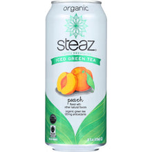 Load image into Gallery viewer, STEAZ: Organic Iced Green Tea Peach Lightly Sweetened, 16 oz
