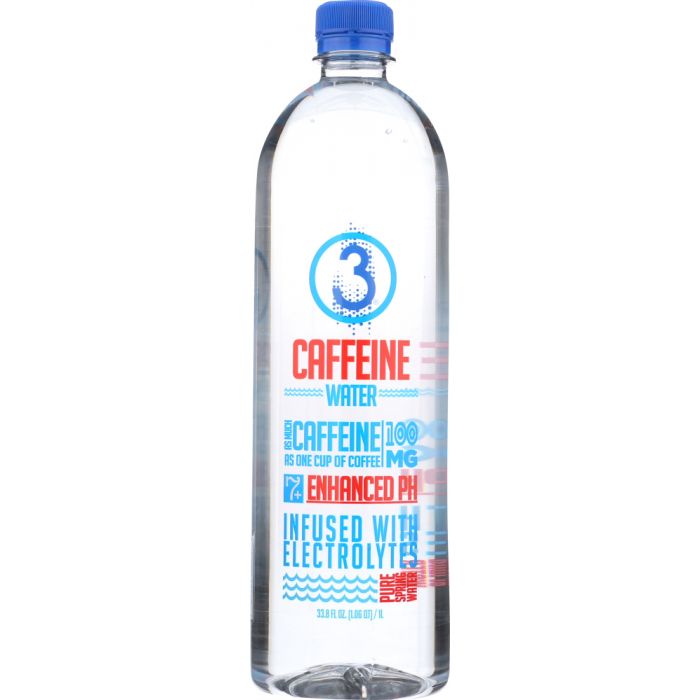 3 WATER: Water Caffeinated Electrolyte, 33.8 fo
