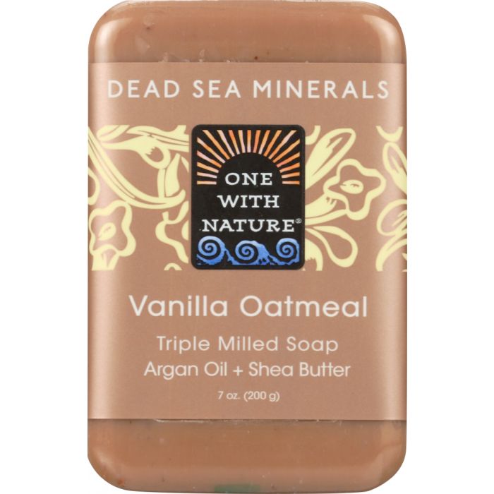 ONE WITH NATURE: Dead Sea Mineral Bar Soap Mild Exfoliating Vanilla Oatmeal, 7 oz