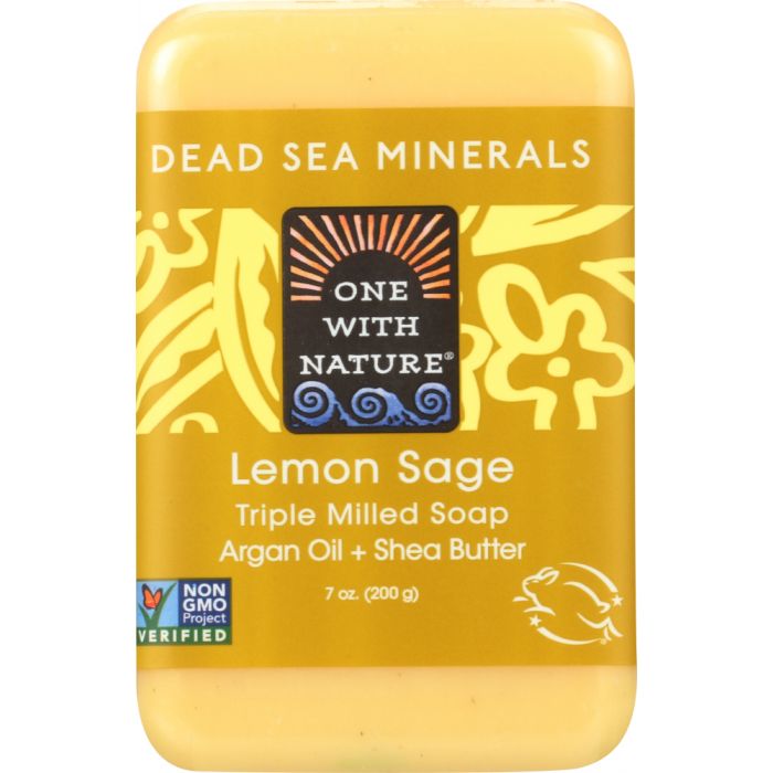 ONE WITH NATURE: Lemon Sage Triple Milled Minerals Soap Bar, 7 oz