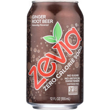 Load image into Gallery viewer, ZEVIA: All Natural Zero Calorie Soda Ginger Root Beer 6-12 fl oz, 72 fl oz
