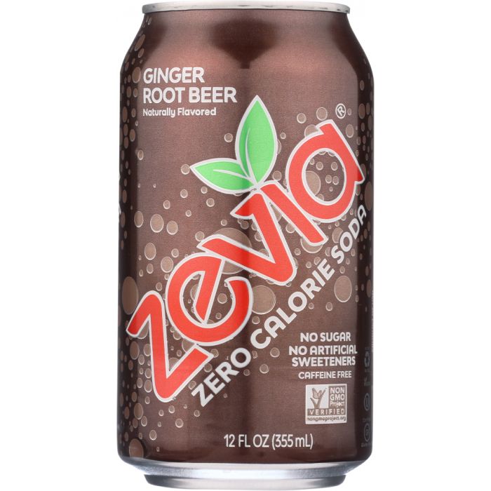 ZEVIA: All Natural Zero Calorie Soda Ginger Root Beer 6-12 fl oz, 72 fl oz