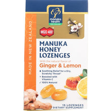 Load image into Gallery viewer, MANUKA HEALTH: Lozenge Honey  Ginger &amp; Lemon , 15 pc
