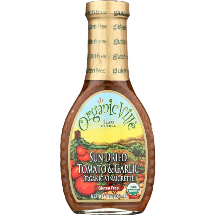 ORGANICVILLE: Dressing Vinaigrette Sundried Tomato Garlic Organic, 8 oz