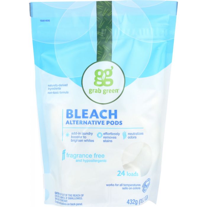 GRAB GREEN: Bleach Alternative Fragrance Free Pouch 24 Count, 15.2 oz