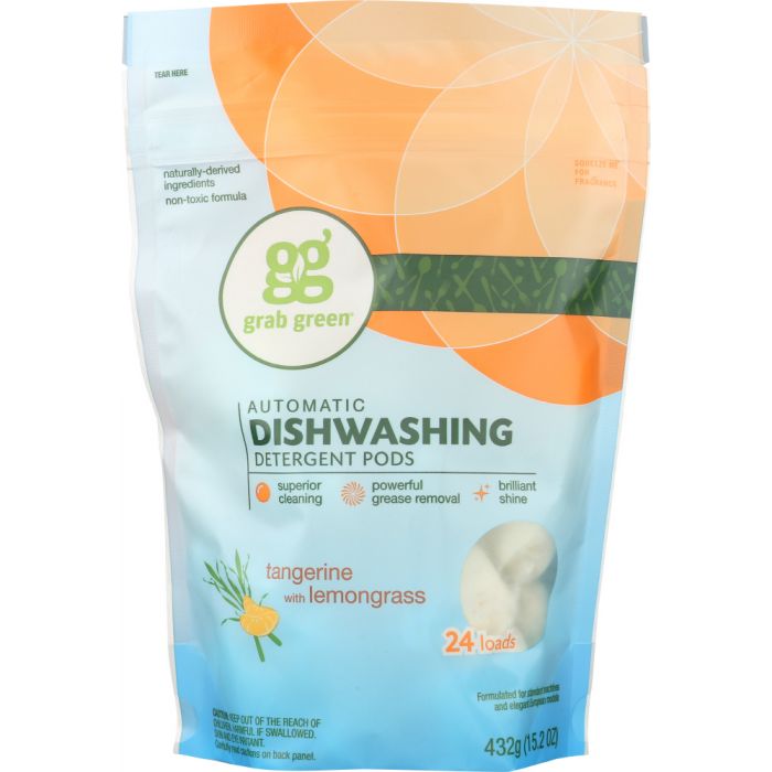 GRAB GREEN: Automatic Dishwashing Detergent Tangerine with Lemongrass, 15.2 oz