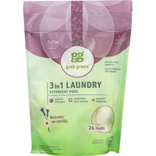 Load image into Gallery viewer, GRABGREEN: 3-in-1 Laundry Detergent Pods Lavender 24 Loads, 15.2 Oz
