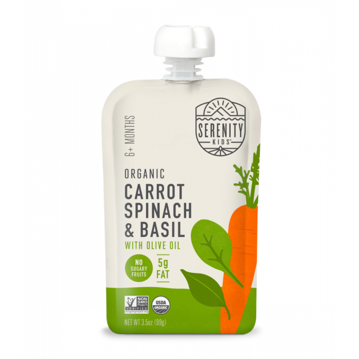 SERENITY KIDS: Pouch Organic Carrots Spinach, 3.5 oz