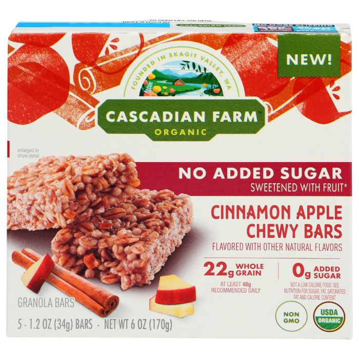 CASCADIAN FARM: Bars Granola Cinnamon Apple, 6 oz