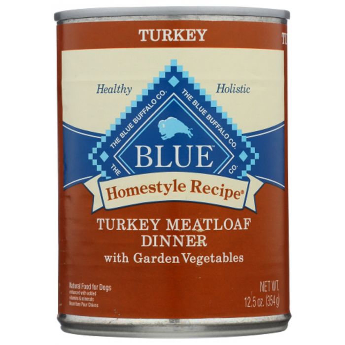 BLUE BUFFALO: Homestyle Recipe Adult Dog Food Turkey Meatloaf Dinner with Garden Vegetables, 12.50 oz