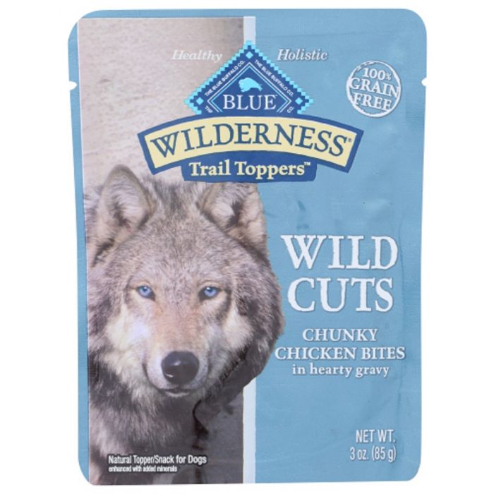 BLUE BUFFALO: Wilderness Wild Cuts Trail Toppers Adult Dog Food Chunky Chicken Bites in Hearty Gravy, 3 oz