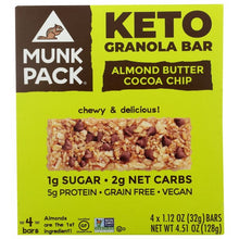 Load image into Gallery viewer, MUNK PACK: Almond Butter Cocoa Chip Keto Granola Bar 4 Pack, 4.51 oz
