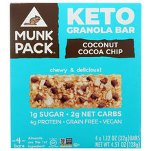 Load image into Gallery viewer, MUNK PACK: Coconut Cocoa Chip Keto Granola Bar 4 Pack, 4.51 oz
