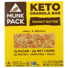 Load image into Gallery viewer, MUNK PACK: Peanut Butter Keto Granola Bar 4 Pack, 4.51 oz
