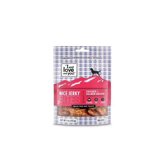 I&LOVE&YOU: Nice Jerky Bites Dog Treats Chicken and Salmon, 4 oz