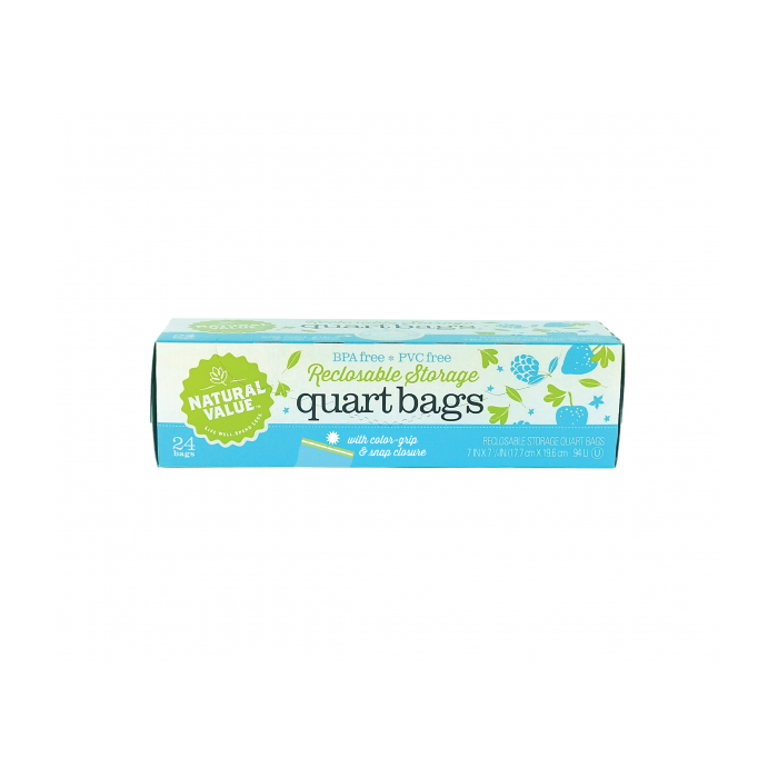 NATURAL VALUE: Quart Bags Reclosable Storage, 24 bg