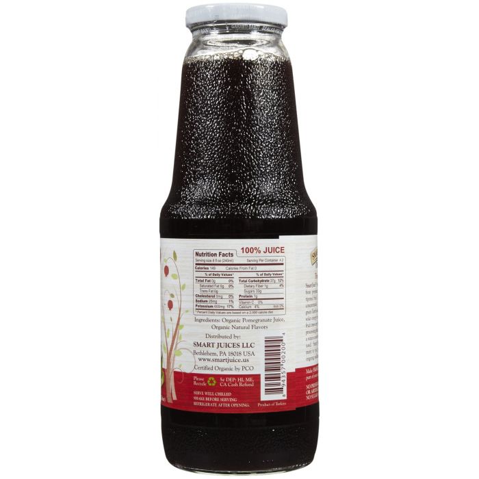 SMART JUICE: 100% Juice Organic Pomegranate, 33.8 oz