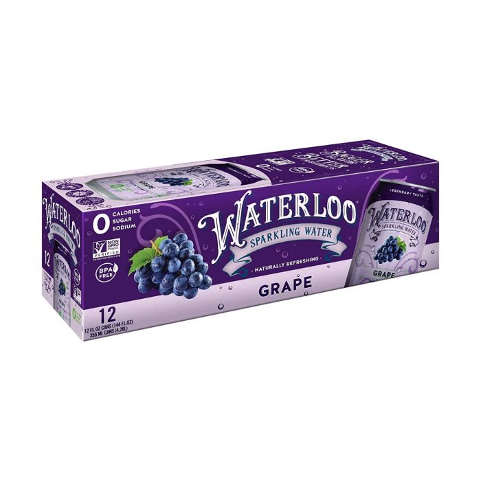 WATERLOO SPARKLING WATER: Grape Sparkling Water 12 Pack, 144 fo